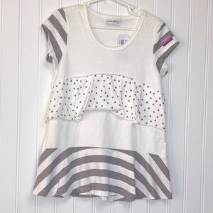 Naartjie Girls Short Sleeve Stripe Spot Tunic Waterlily Size 6 Rare unreleased